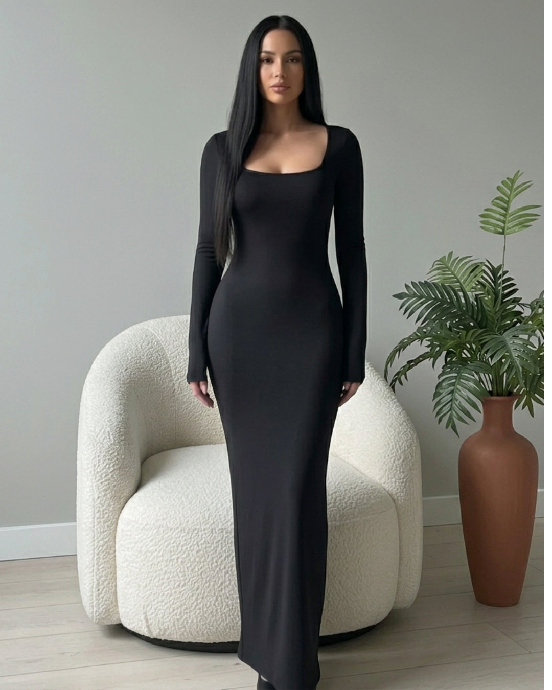 Robe Col Carré Élégante